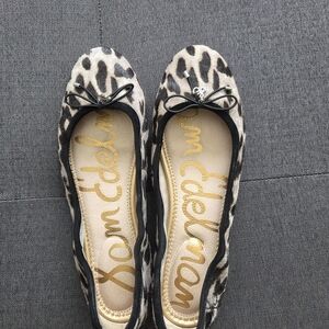 Sam Edelman Leopard-Print Ballet Flats in Black and Cream 7.5